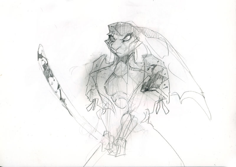 Graphite drawing of Princess Shar, an anthropomorphic hare samurai.